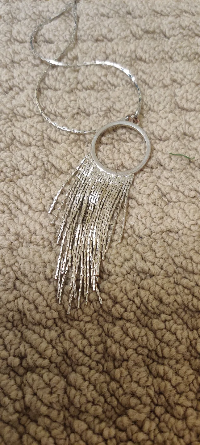 Silver Circle Fringe Necklace image indicator(2)