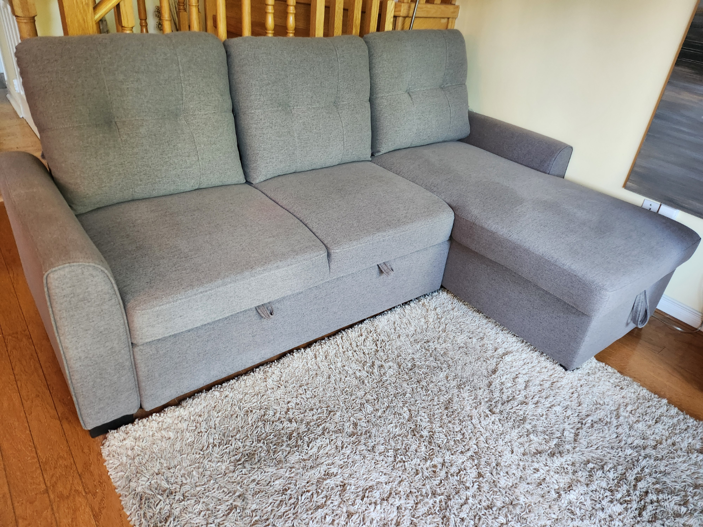 Grey Fabric Sectional Sofa with Storage - photo 2