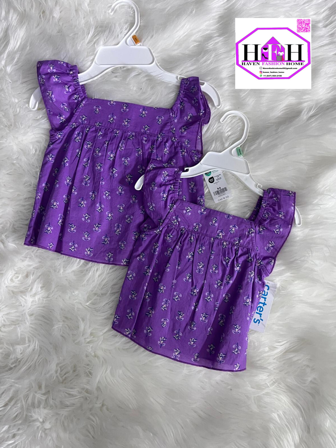 Carter's Girls' Purple Floral Top Size 18M and 3T