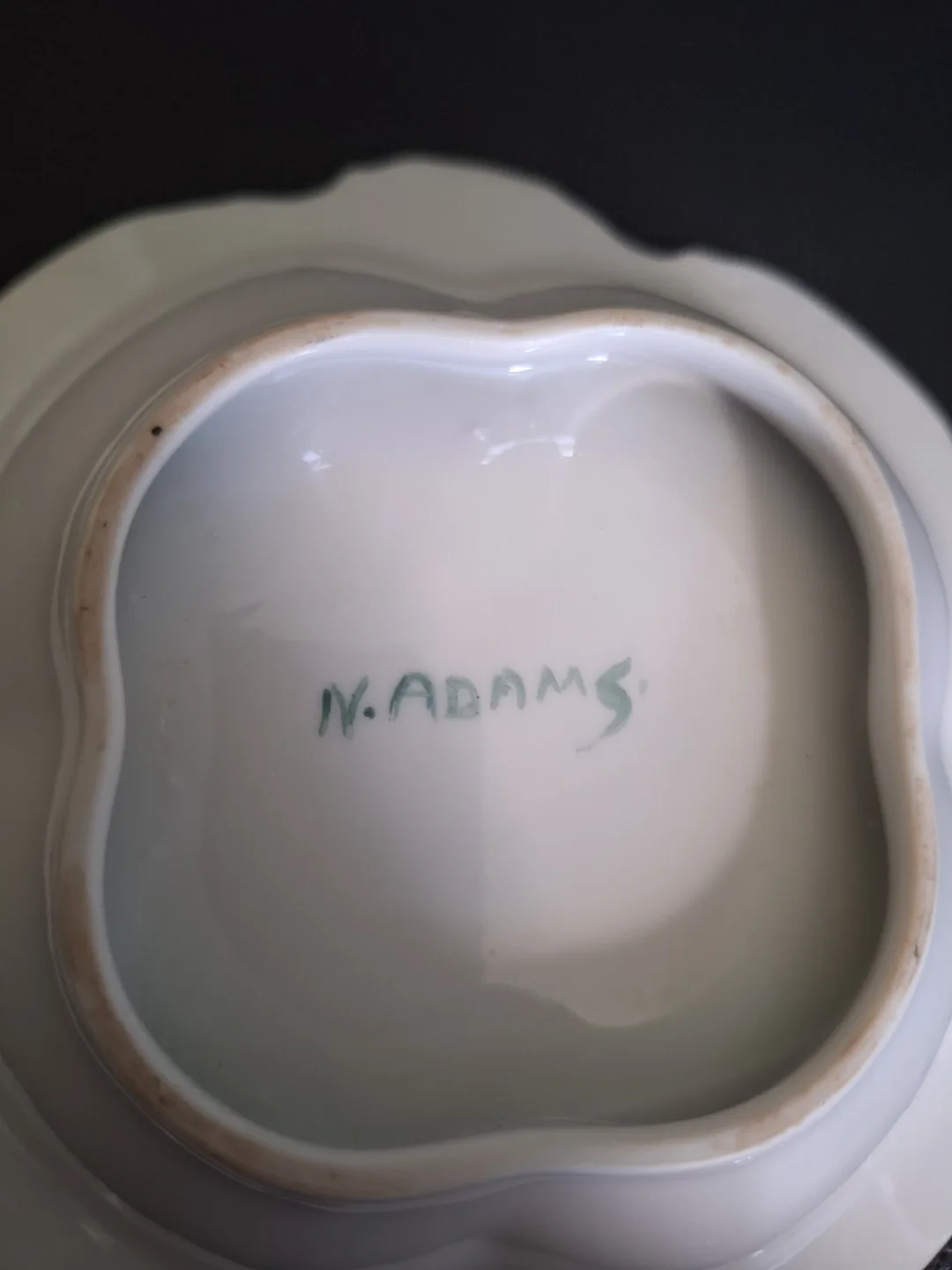 Antique N. Adams hand-painted porcelain bowl image indicator(4)