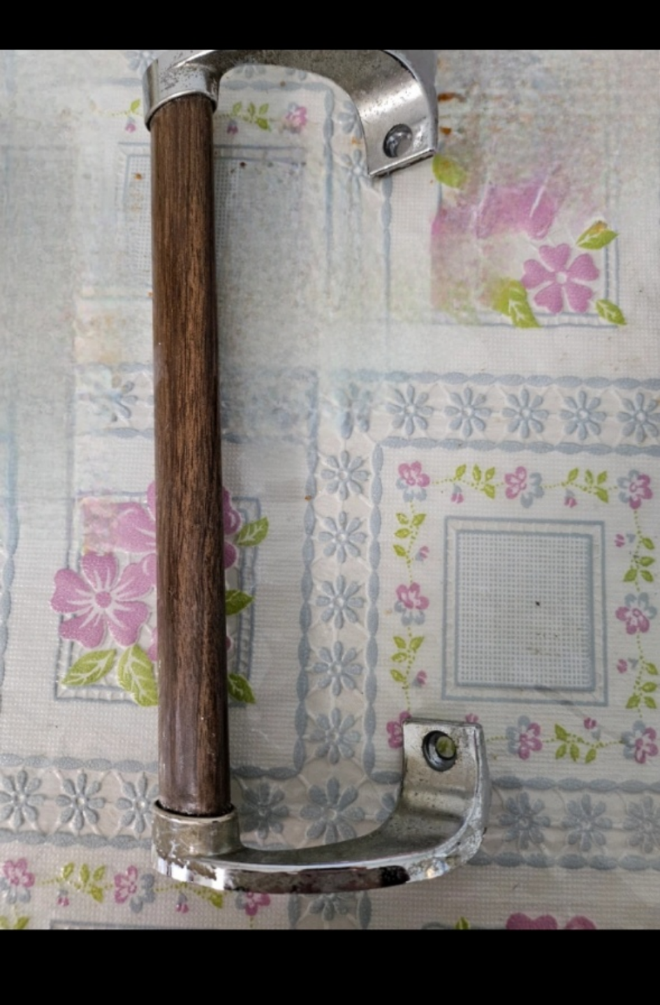 Vintage Chrome and Wood door Handle