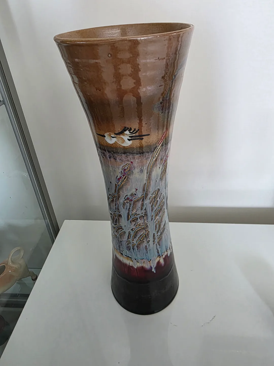 Tall Ceramic Vase with Bird and Floral Design 🥕 image indicator(2)