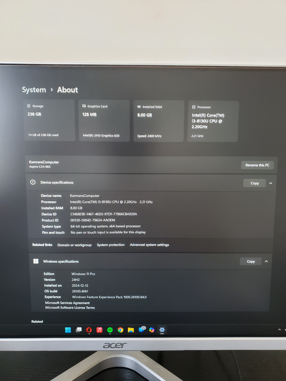 Acer Aspire C24-865 All-in-One Desktop Computer - photo 4