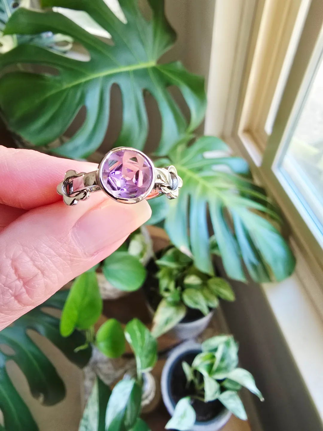 New Amethyst natural gemstone sterling silver ring thumbnail