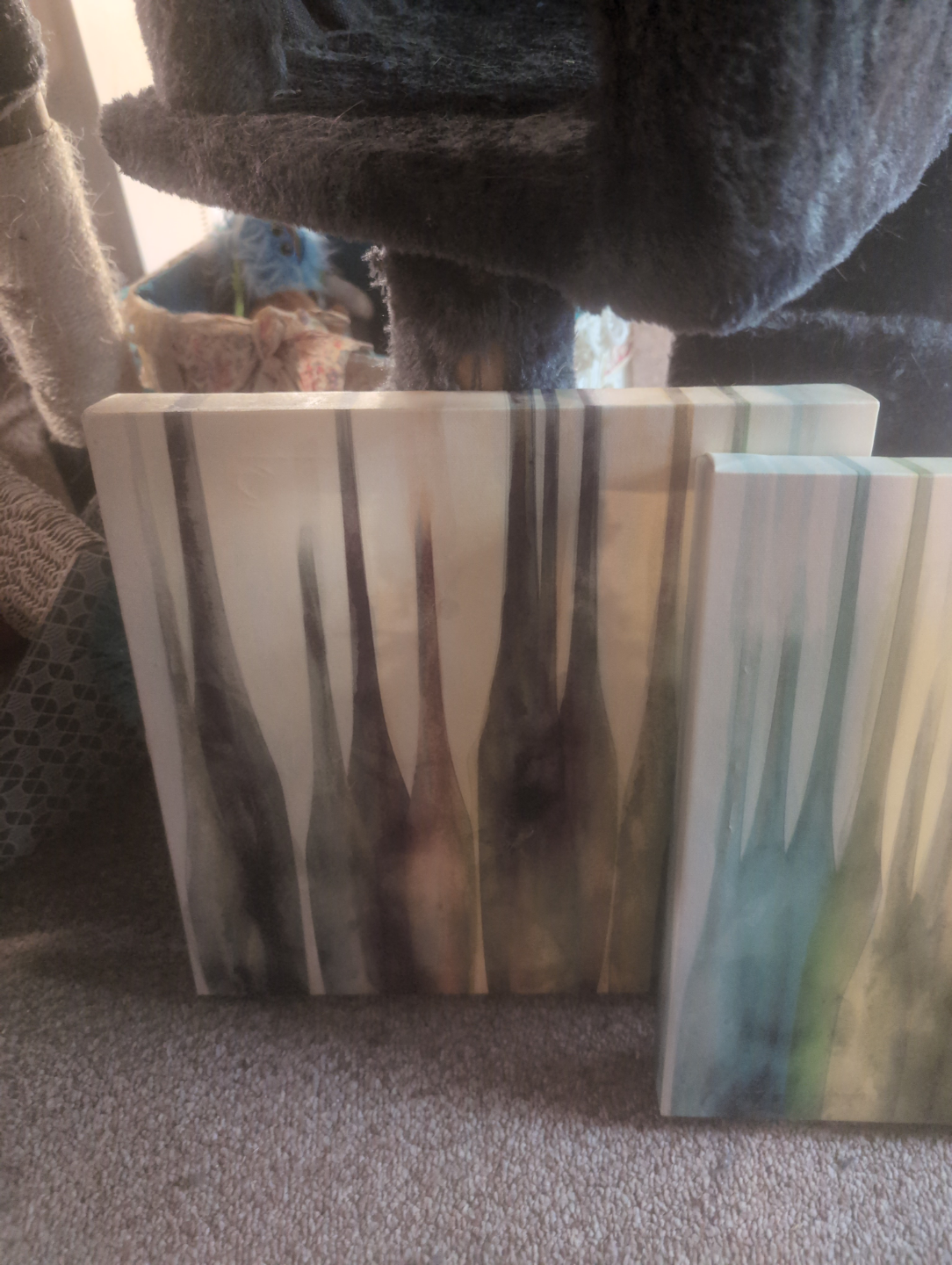 Pair of Abstract Bottle Artwork Canvas Paintings - photo 2