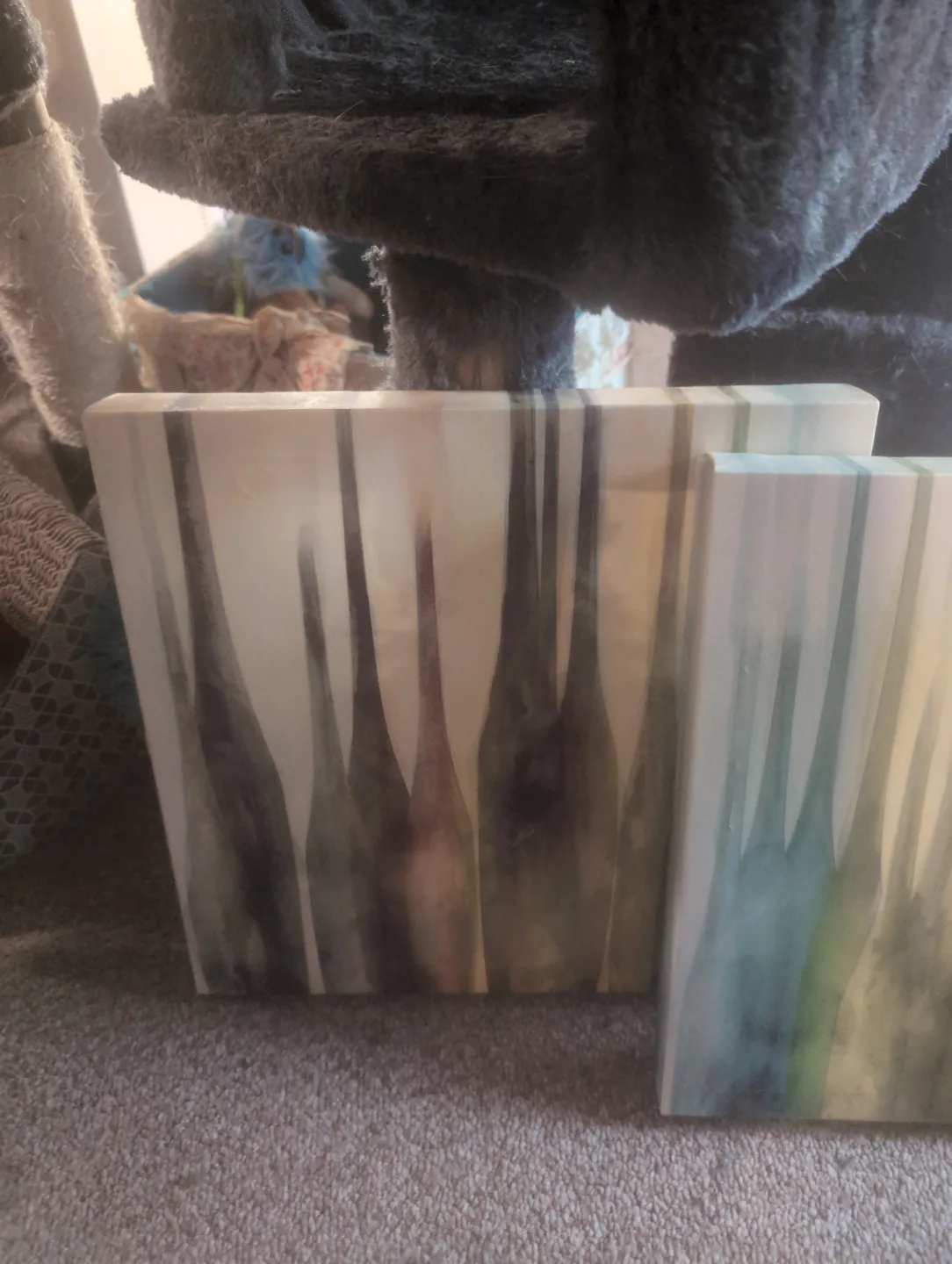 Pair of Abstract Bottle Artwork Canvas Paintings image indicator(2)