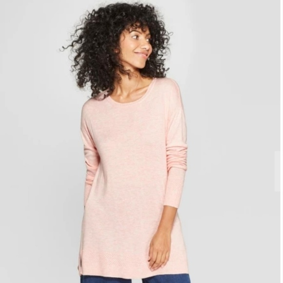 Women's Pink Long Sleeve Tunic Sweater