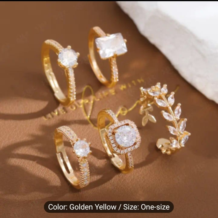 5-Piece Gold Ring Set with Cubic Zirconia