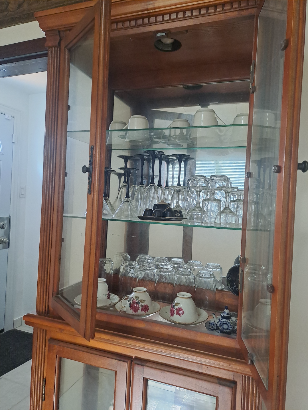 Wooden Curio Cabinet with Glass Doors - photo 3