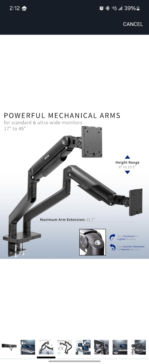 VIVO Dual Monitor Desk Mount - Heavy Duty Adjustable Stand