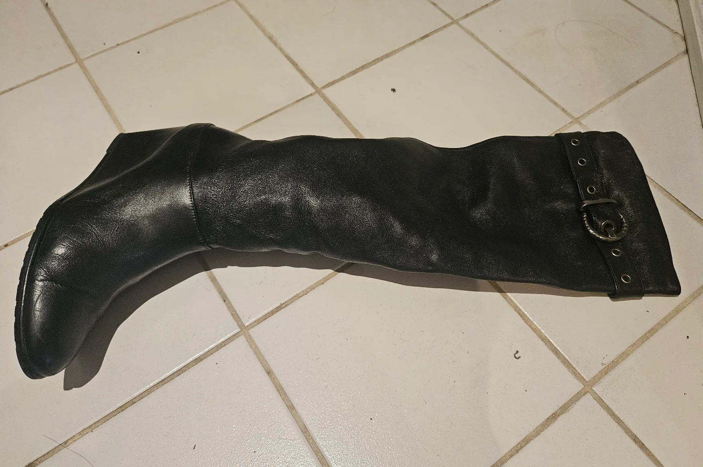 Stuart Weitzman Black Leather Knee-High Wedge Boots image indicator(2)