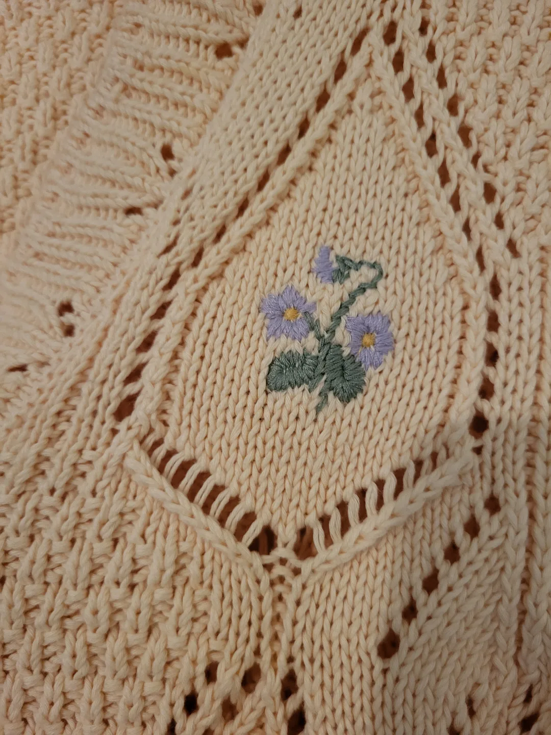 ❣️ Zara Light Yellow Knit Cardigan Floral Embroidery Medium image indicator(5)