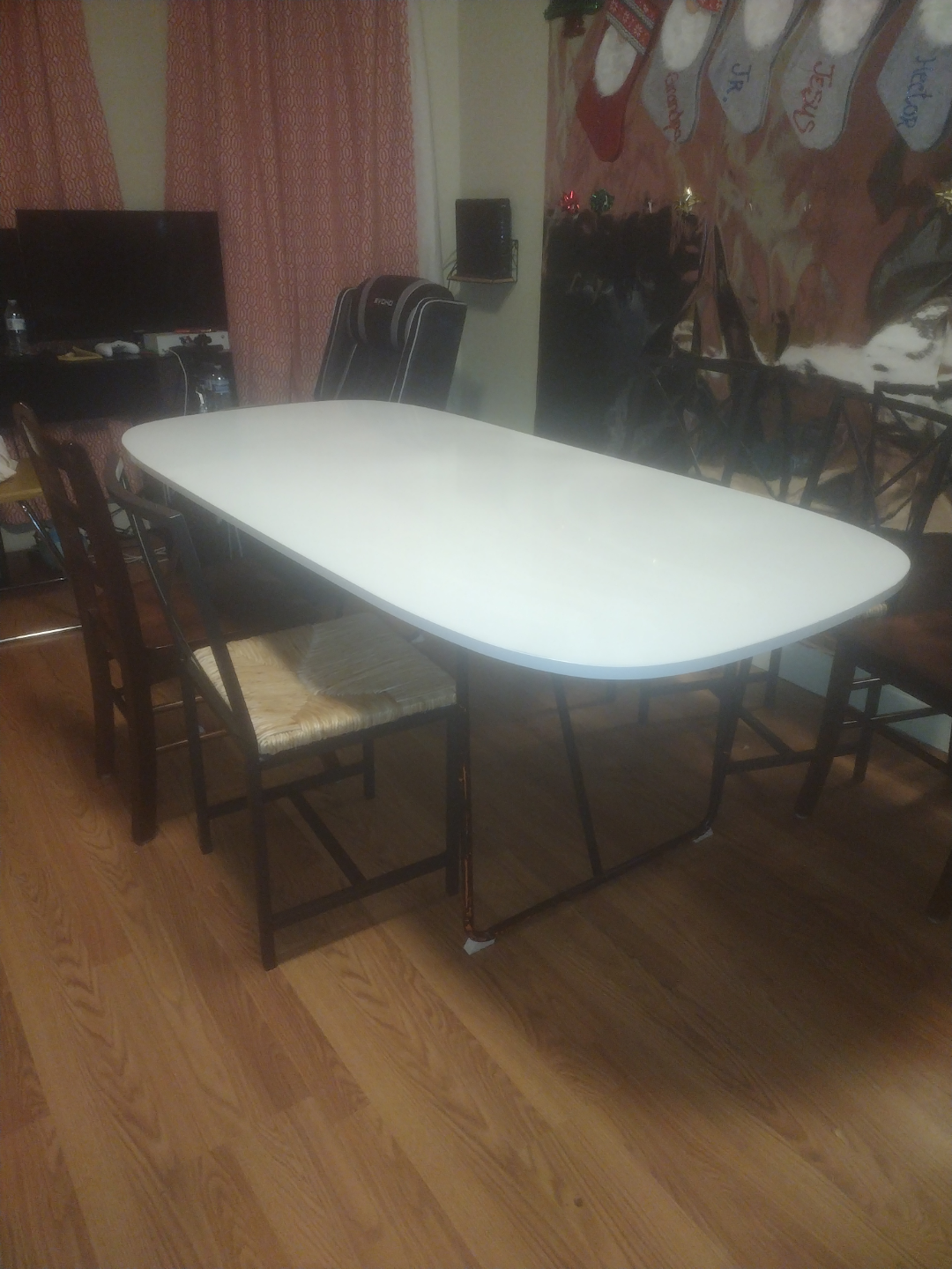 White Oval Dining Table with Metal Legs - photo 3