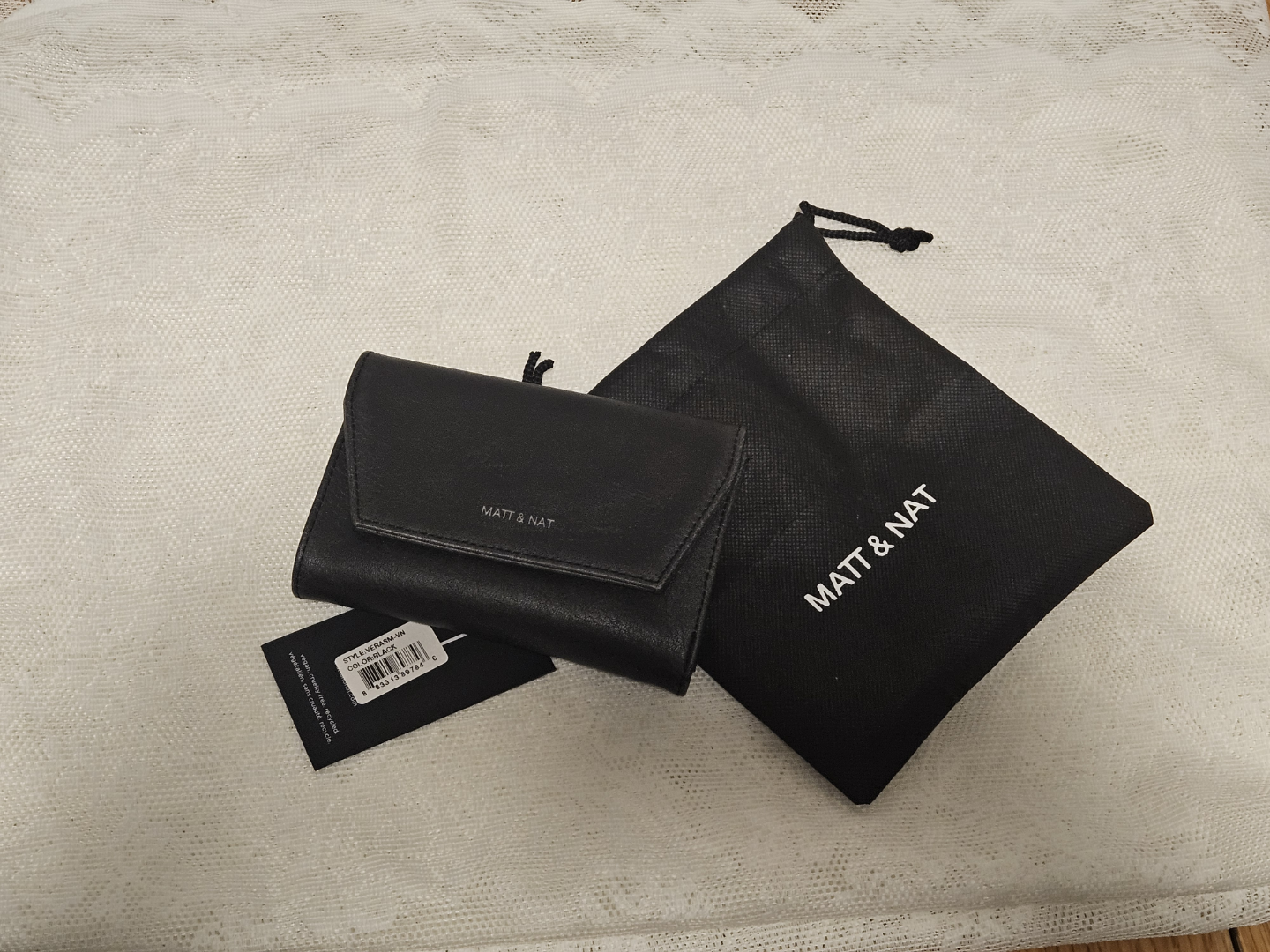 Matt & Nat Black Trifold Wallet