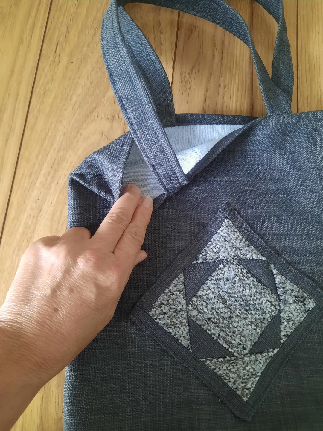 Handmade  handbag with unique patchwork image indicator(5)