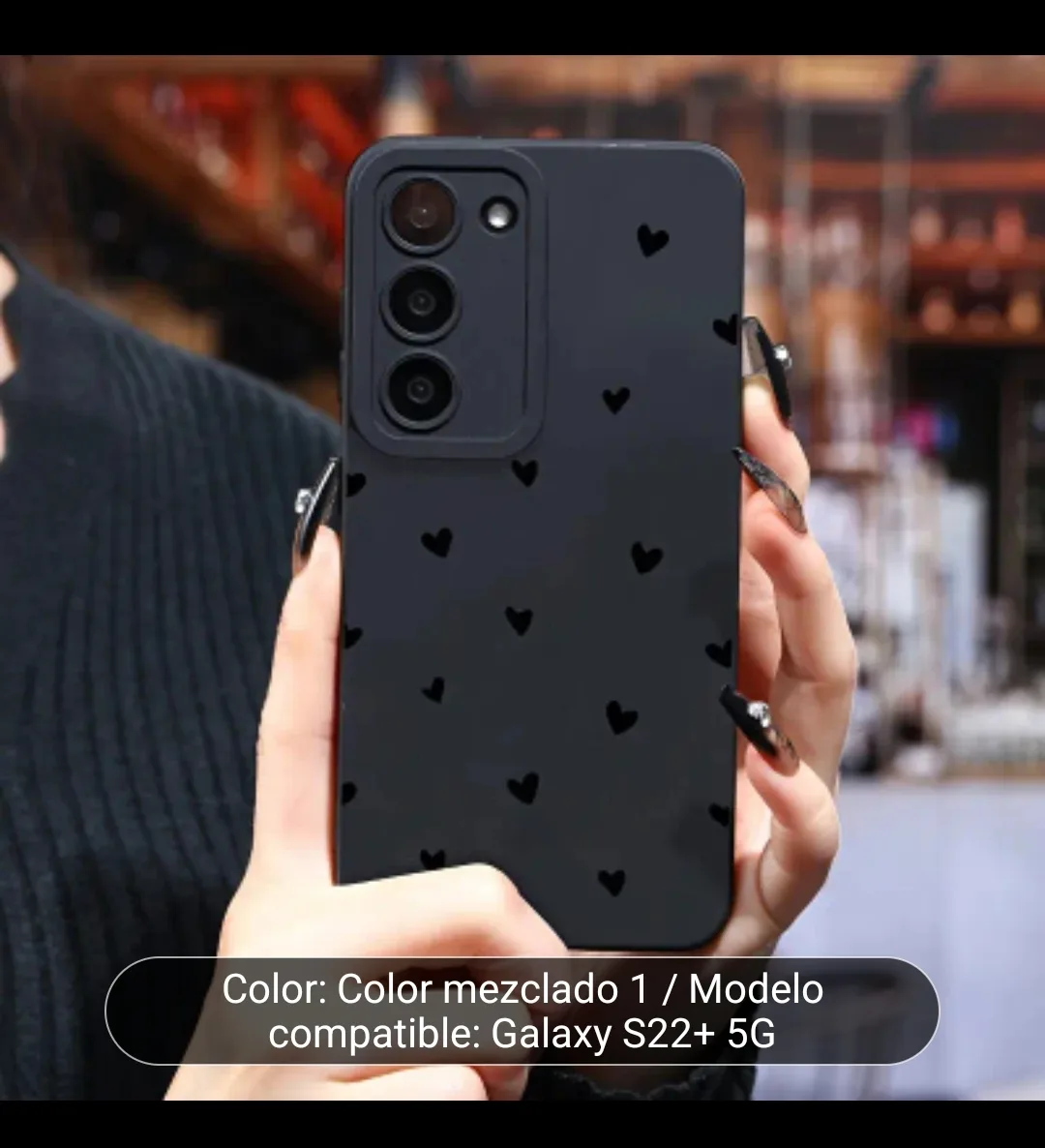 Samsung Galaxy S22+ 5G Phone Case - Black Hearts thumbnail