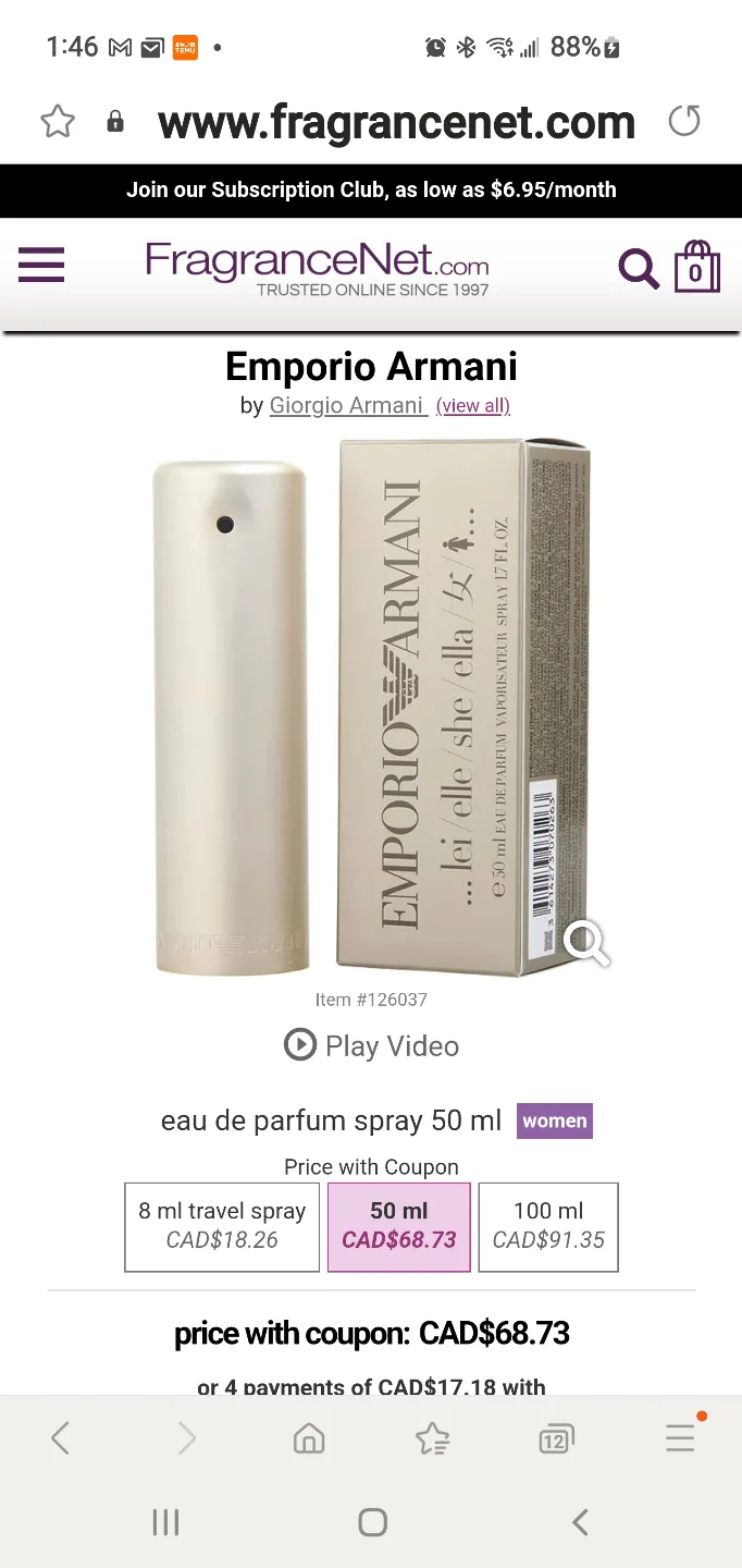 Emporio Armani Eau De Parfum 50ml thumbnail