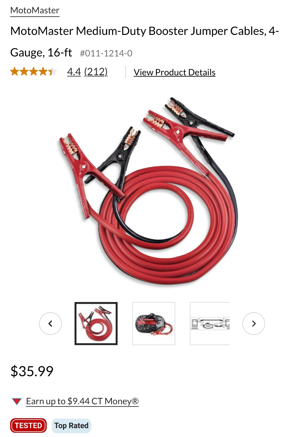 MotoMaster Medium-Duty Booster Jumper Cables, 4-Gauge, 16-ft - photo 5