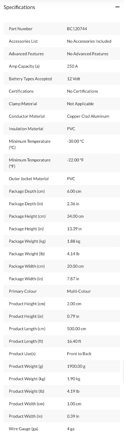 MotoMaster Medium-Duty Booster Jumper Cables, 4-Gauge, 16-ft image indicator(7)