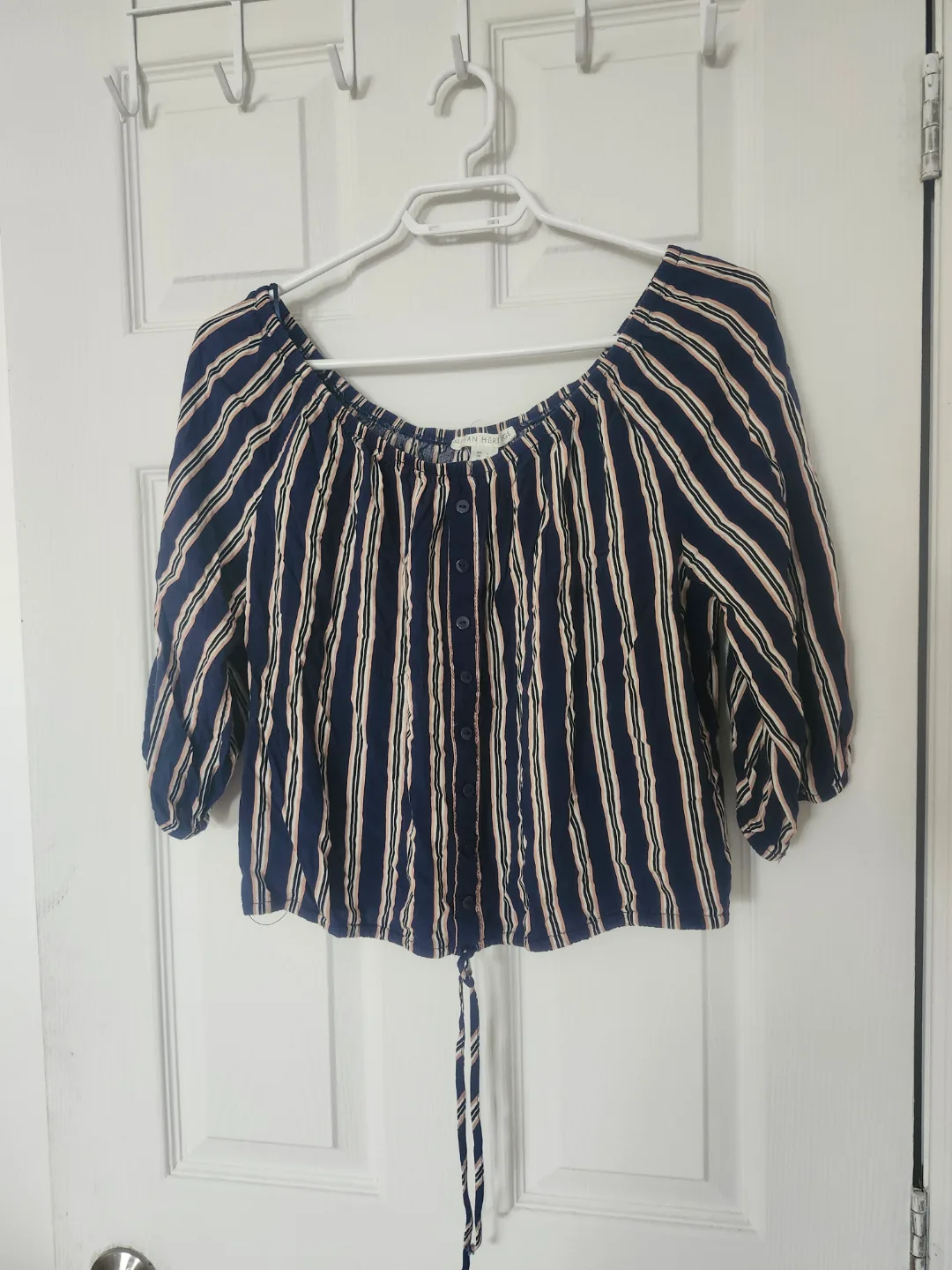 Striped Off-the-Shoulder Blouse thumbnail