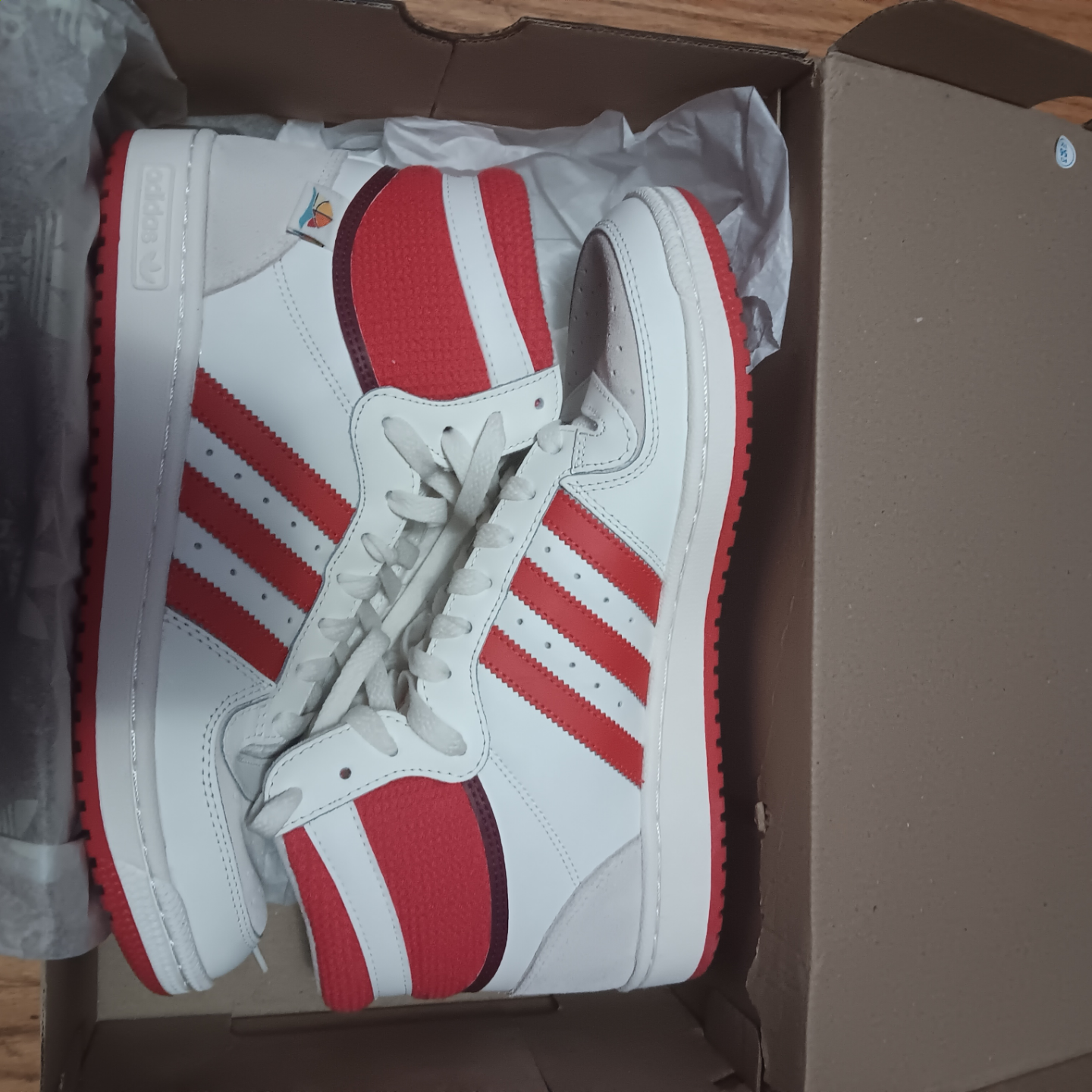 Adidas Top Ten Hi Sneakers - White and Red