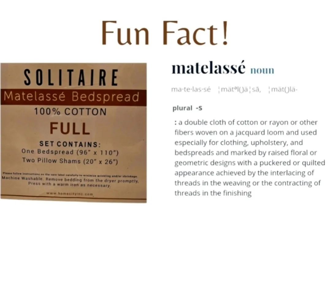 SOLITAIRE Matelasse Bedspread Set - Full Size - White image indicator(5)