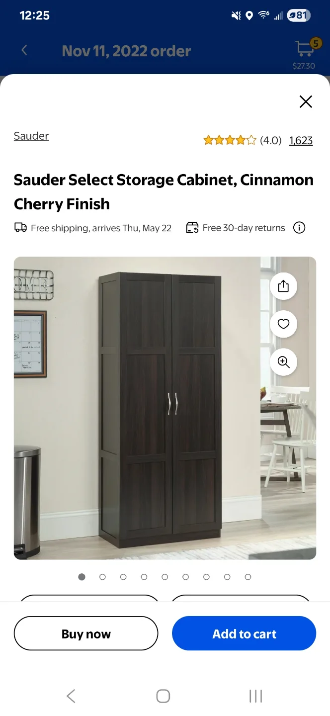 Sauder Select Storage Cabinet, Cinnamon Cherry Finish thumbnail