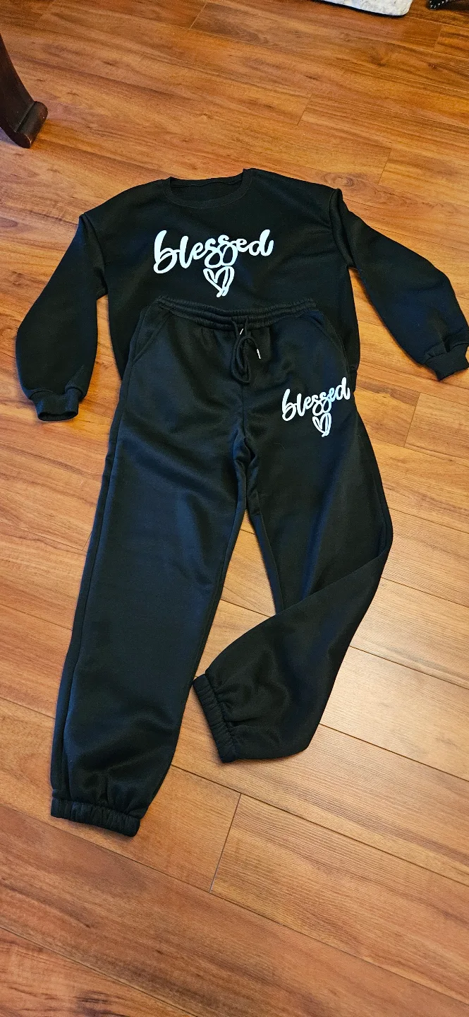 Black "Blessed" Lounge Set thumbnail