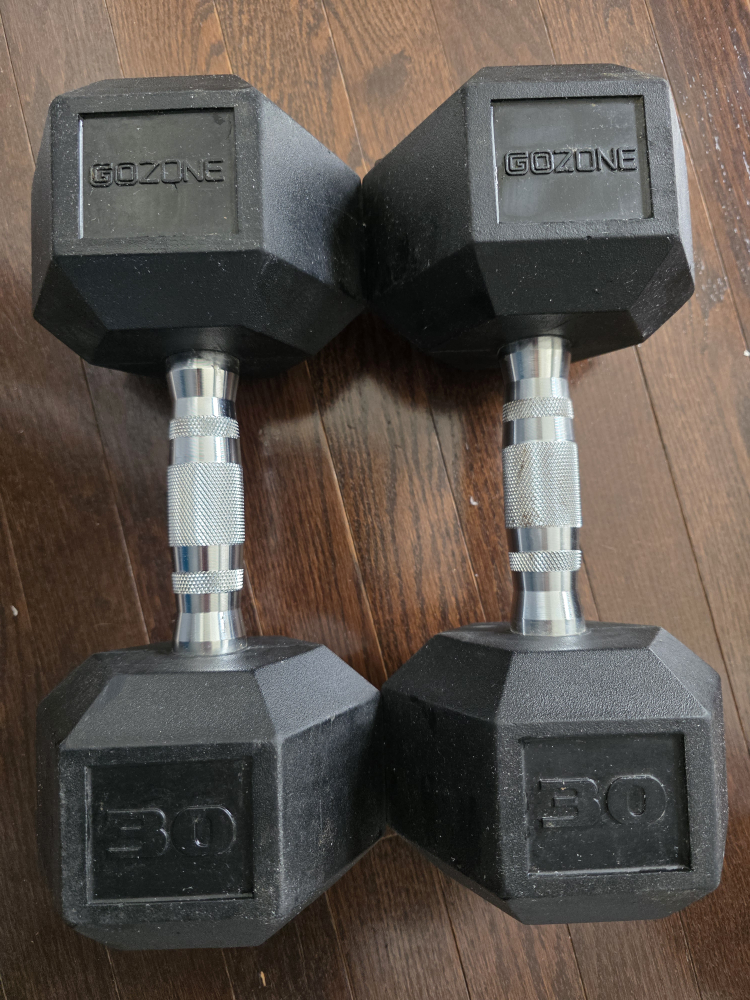 Pair of 30 lb Gozone Hex Dumbbells