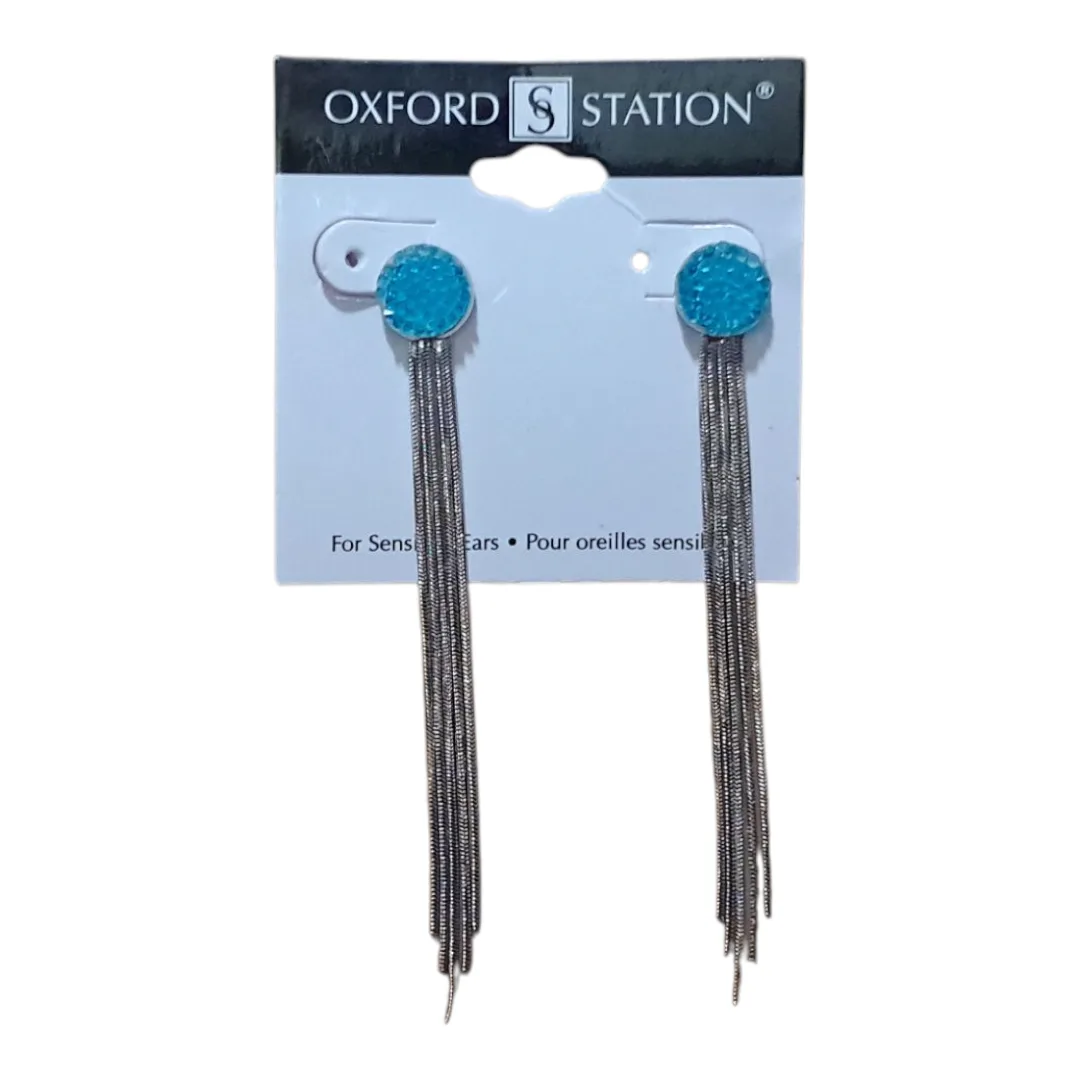 Turquoise Tassel Earrings for Sensitive Ears thumbnail