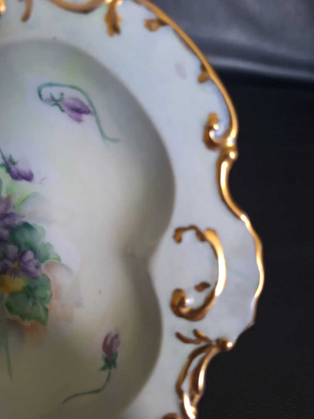 Antique N. Adams hand-painted porcelain bowl image indicator(3)