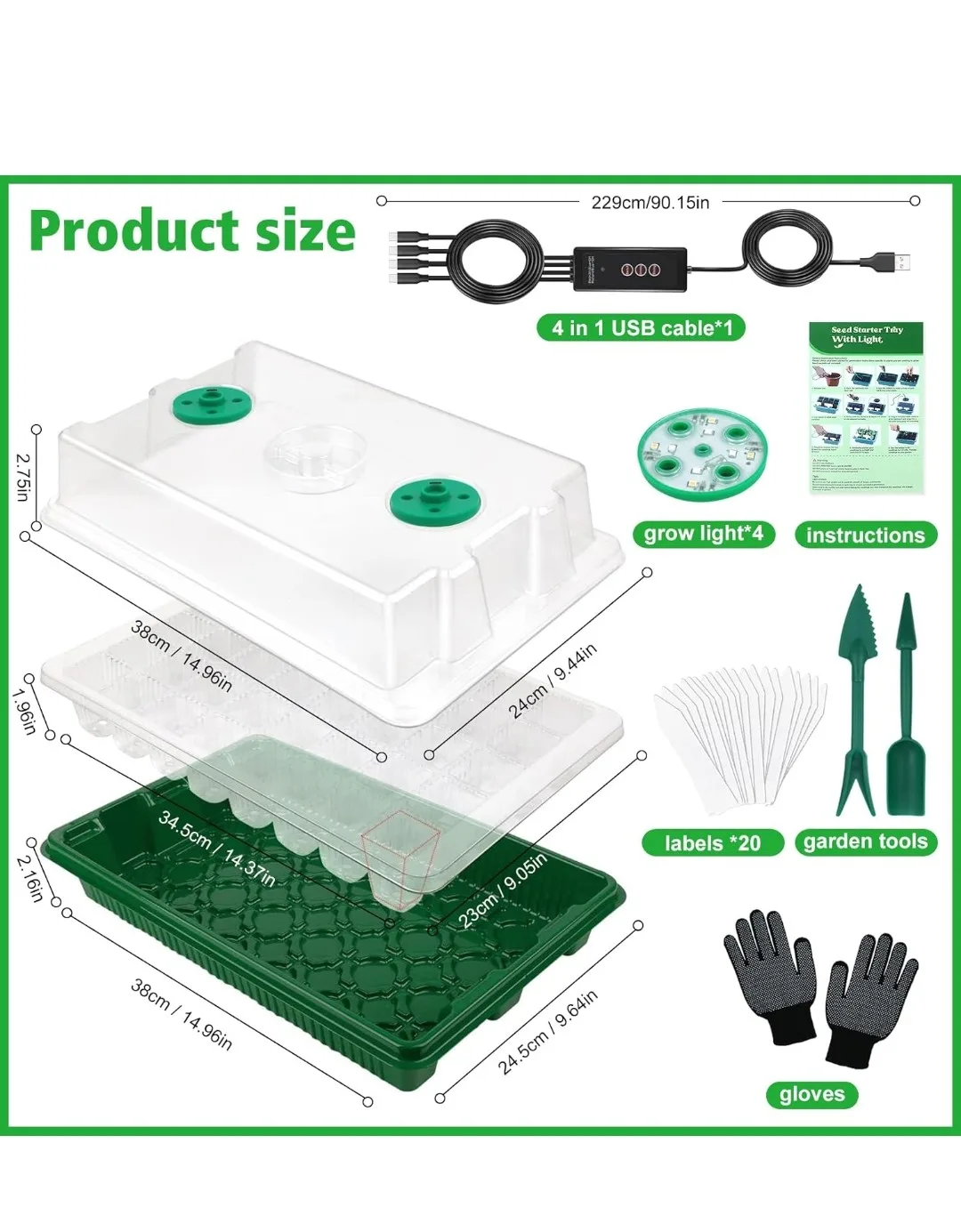 Smart Adjustable Grow Light Kit with Seed Starting Tray image indicator(5)