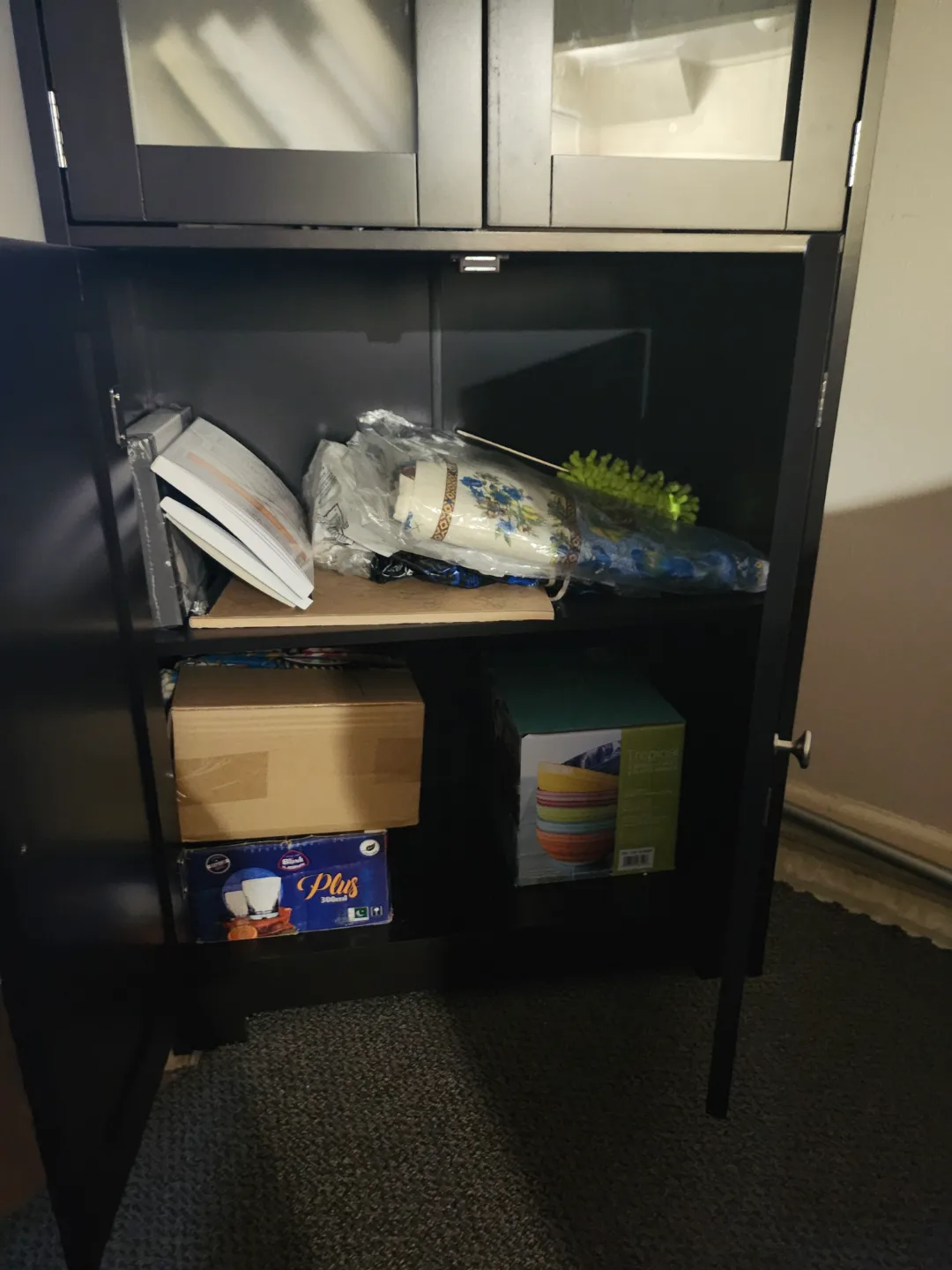 2 Black Corner Cabinet with Glass Doors thumbnail