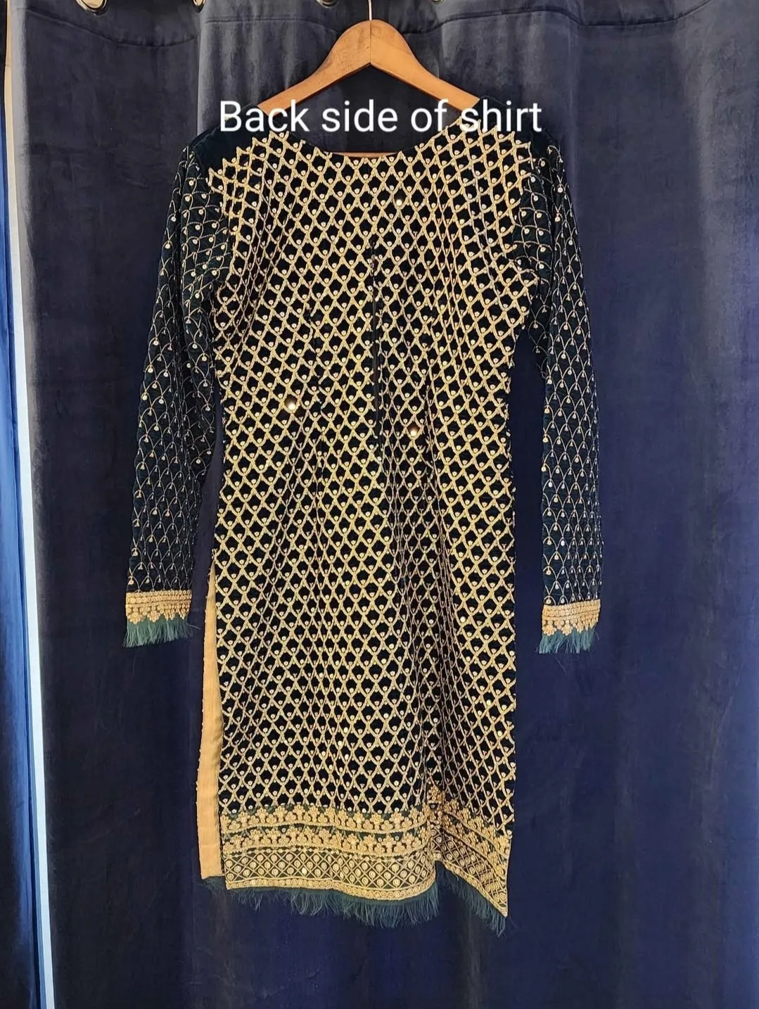 Cross Stitch Velvet Shalwar Kameez Gold image indicator(2)