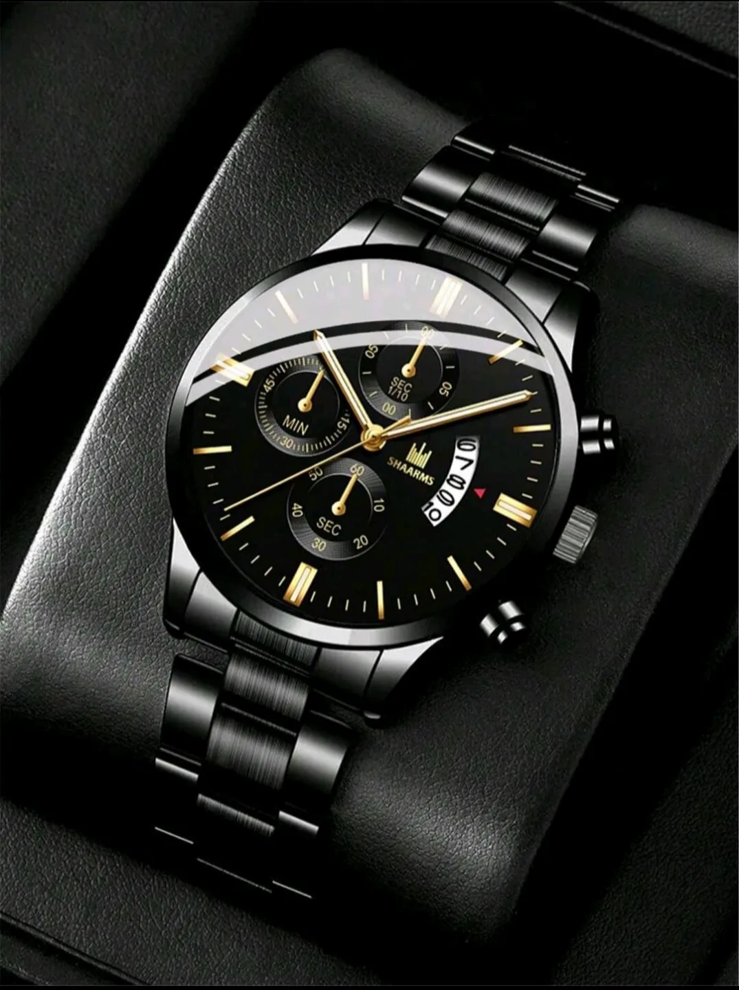 Men's Black Stainless Steel Analogue Wrist Watch thumbnail