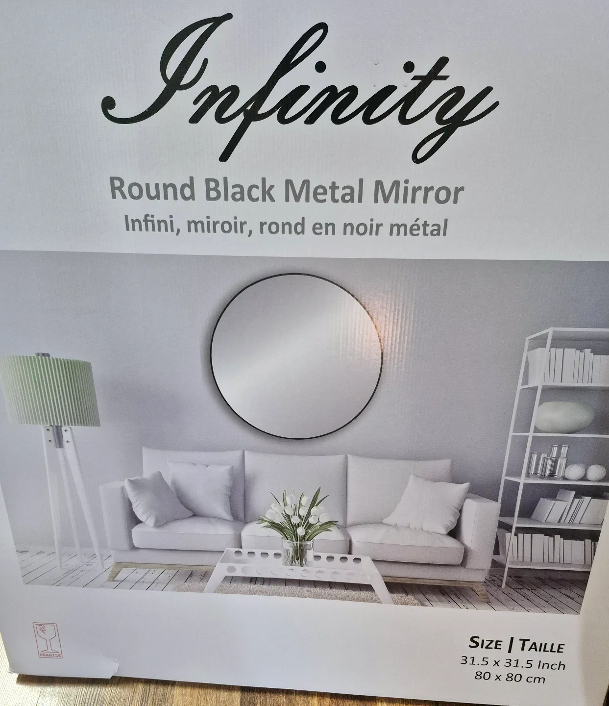 Round Black Metal Mirror - 31.5" Diameter thumbnail