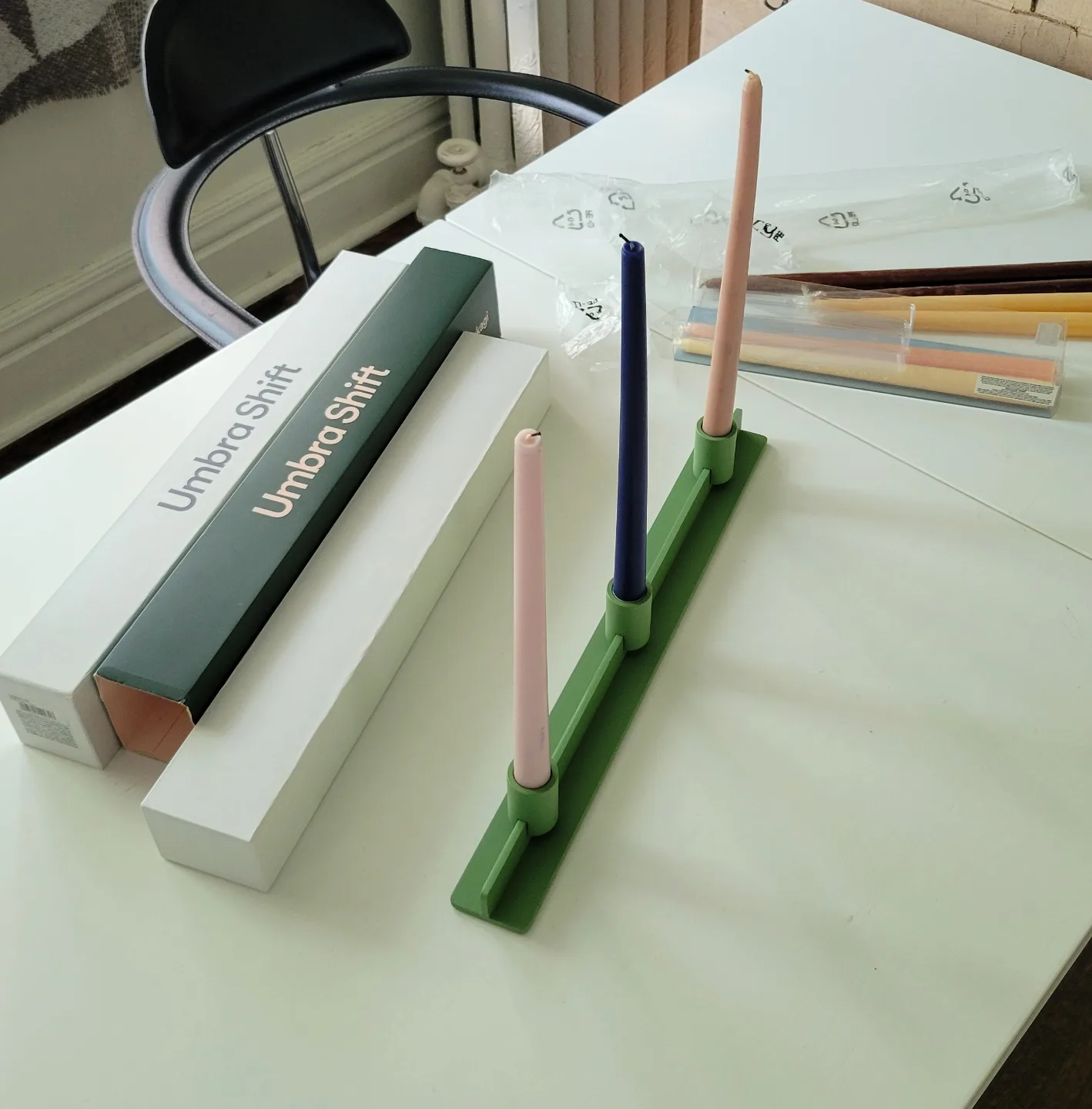 Umbra Shift Rail Candelabra Teal Green Candlestick Holder image indicator(8)