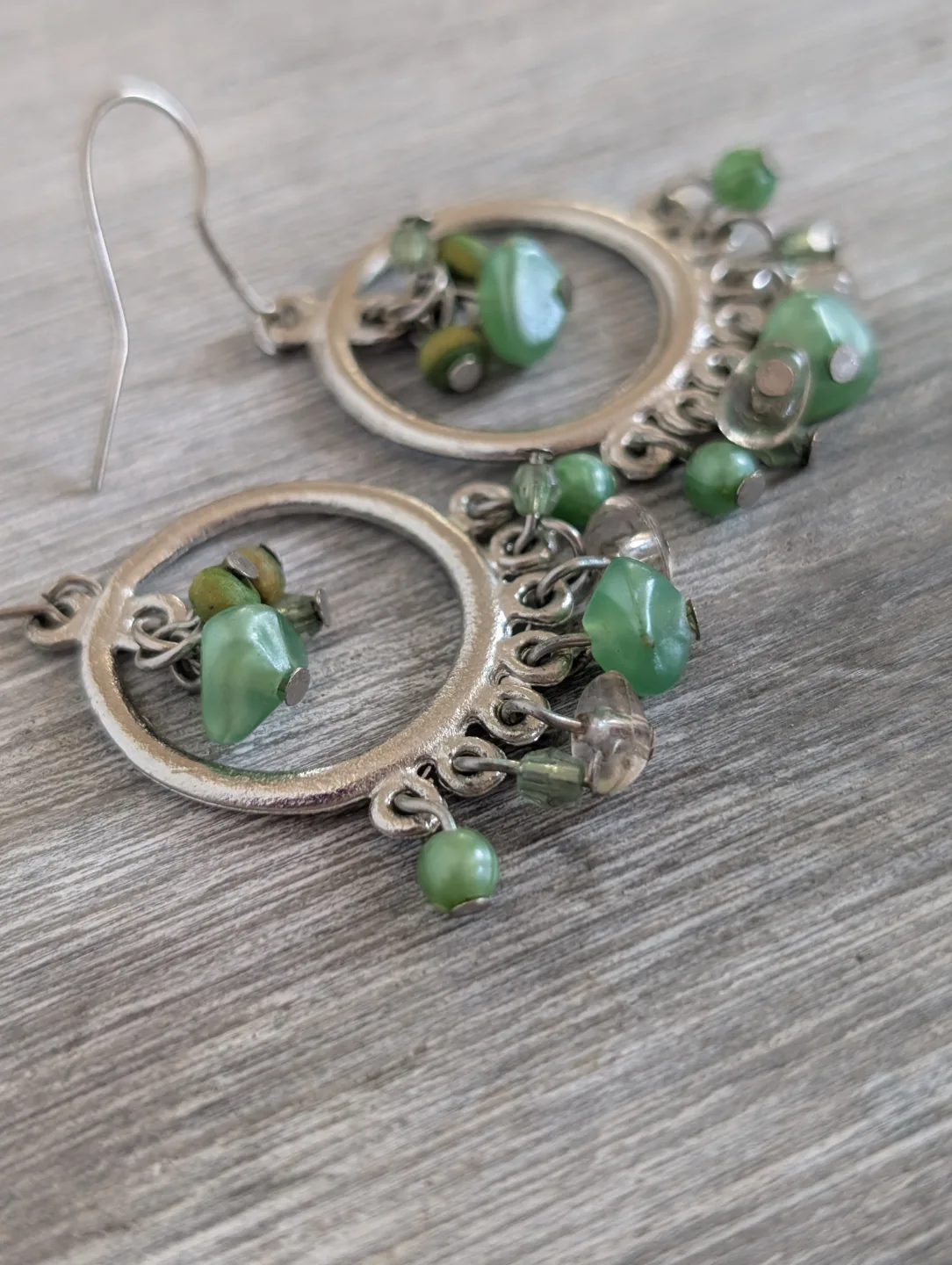 Silver Tone Beaded Dangle Earrings image indicator(3)