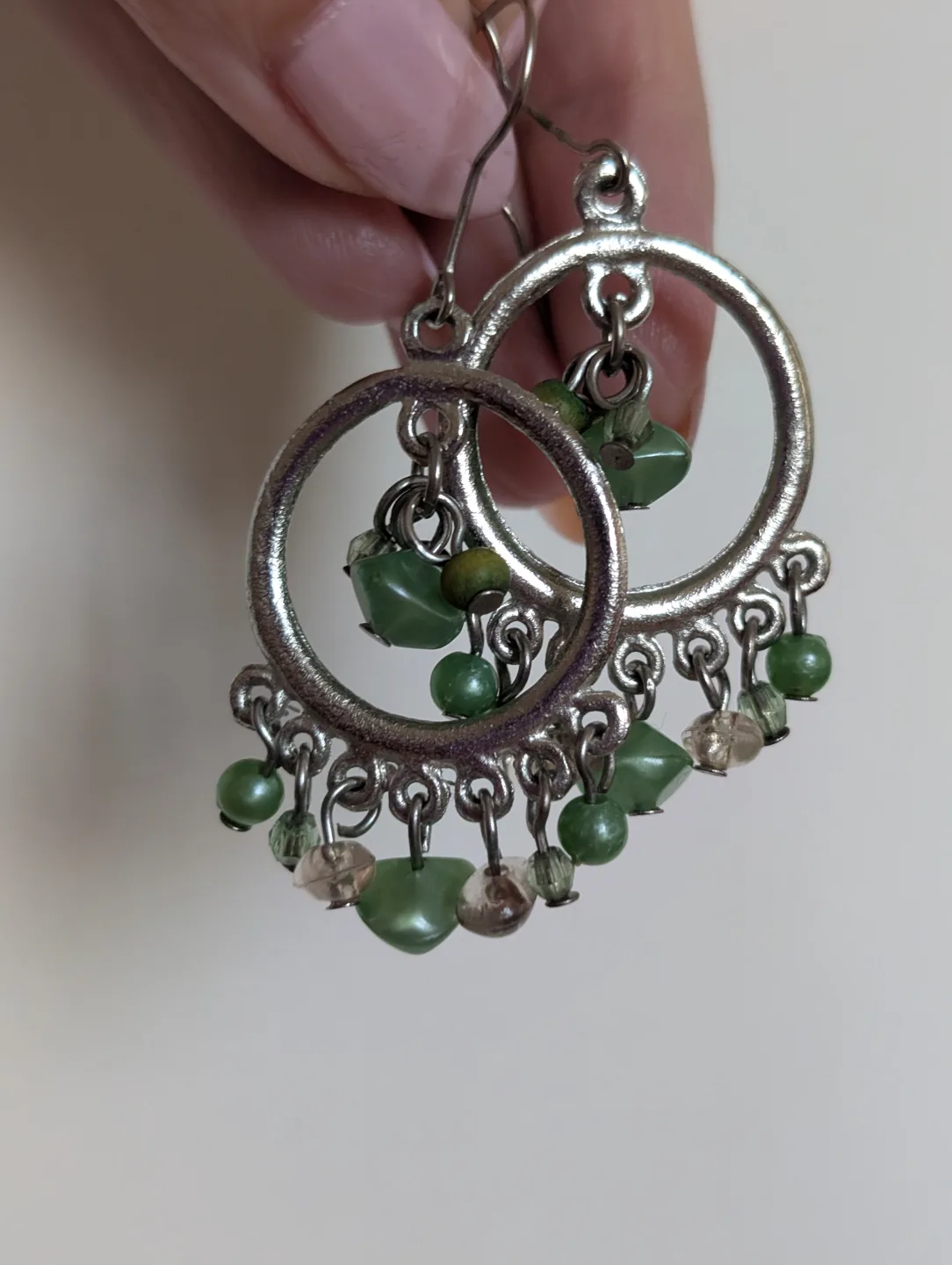 Silver Tone Beaded Dangle Earrings image indicator(6)