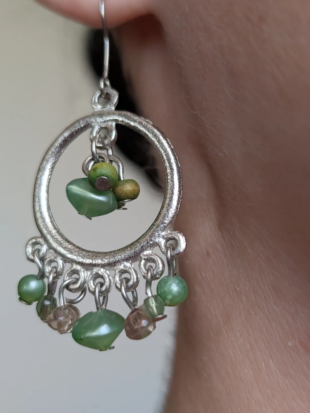 Silver Tone Beaded Dangle Earrings image indicator(7)