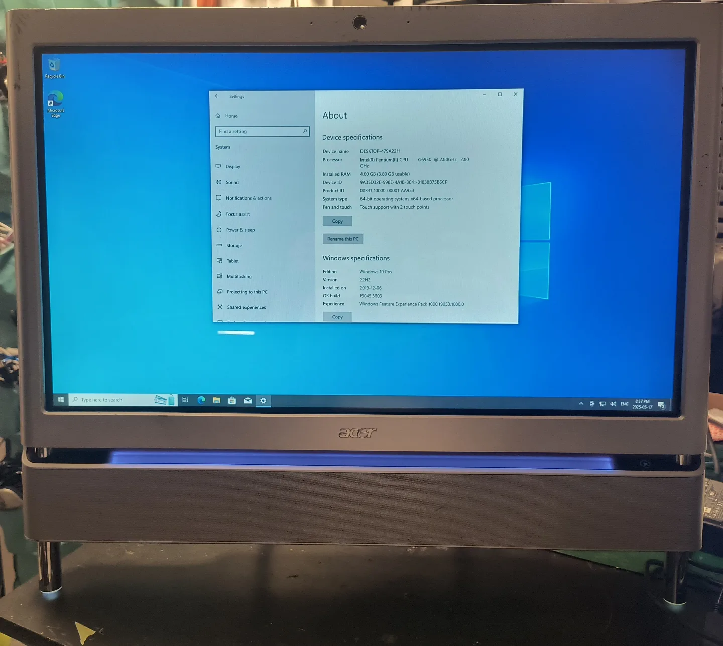 Touchscreen Acer Windows All-in-one 1TB thumbnail
