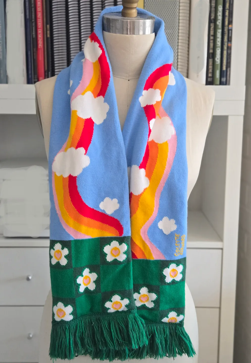 Beautiful Rainbow Knit Scarf by Artist Colette image indicator(2)