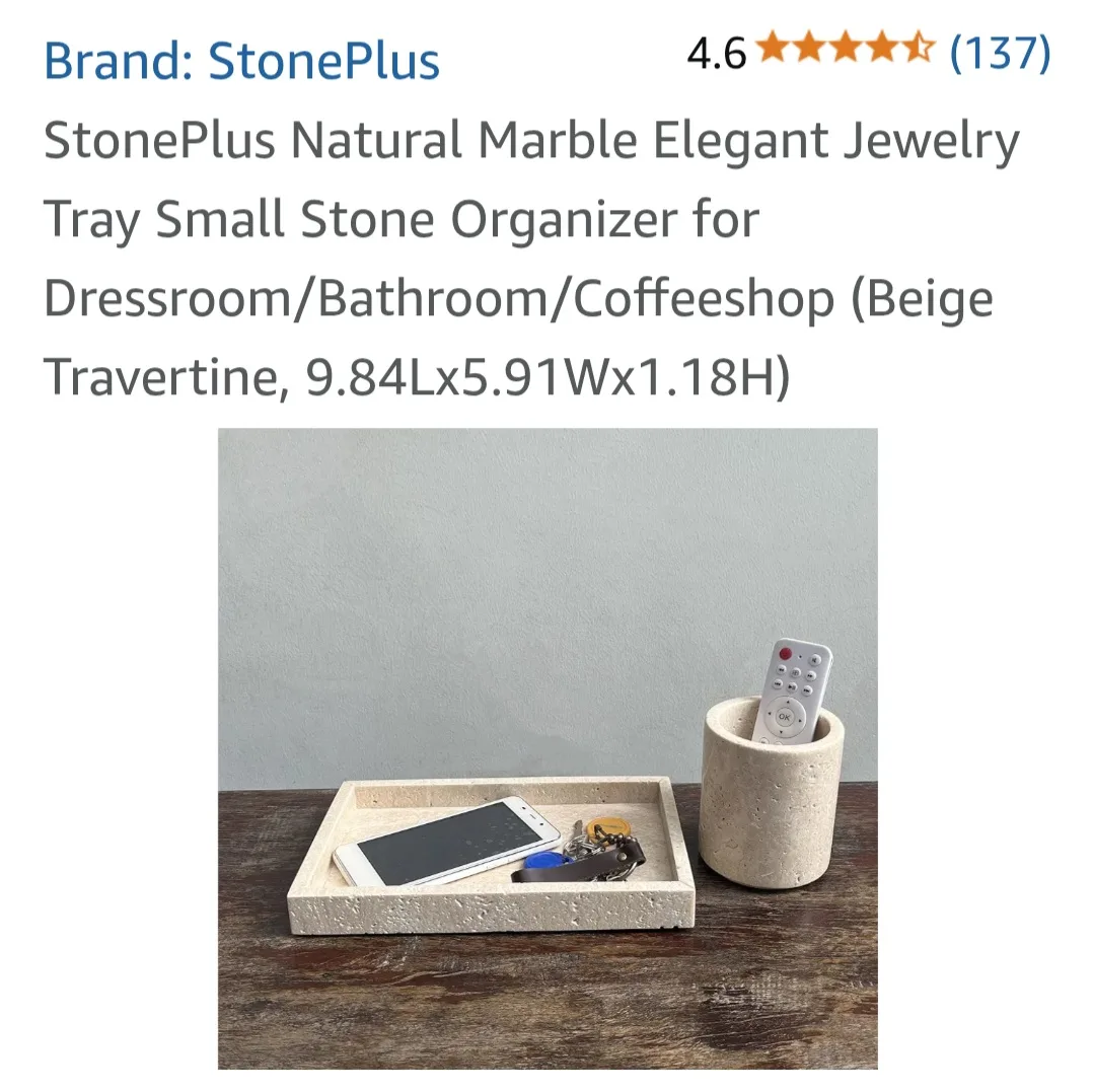 TRAVERTINE (STONE/MARBLE) Hand Made TRAY, MULTI-FUNCTIONAL image indicator(5)