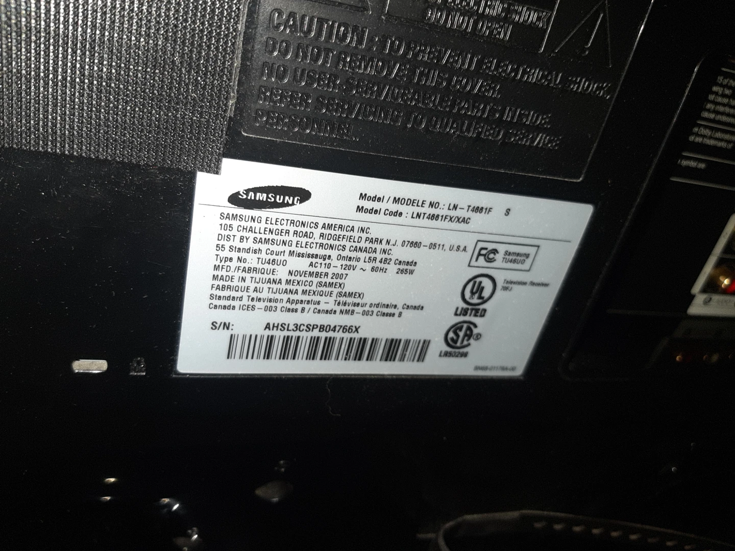 Samsung 55" LCD TV - LN46B750 - photo 3