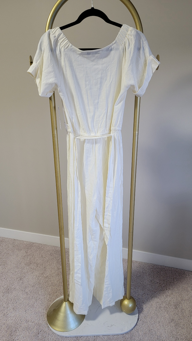 Cream-coloured linen jumpsuit - photo 5