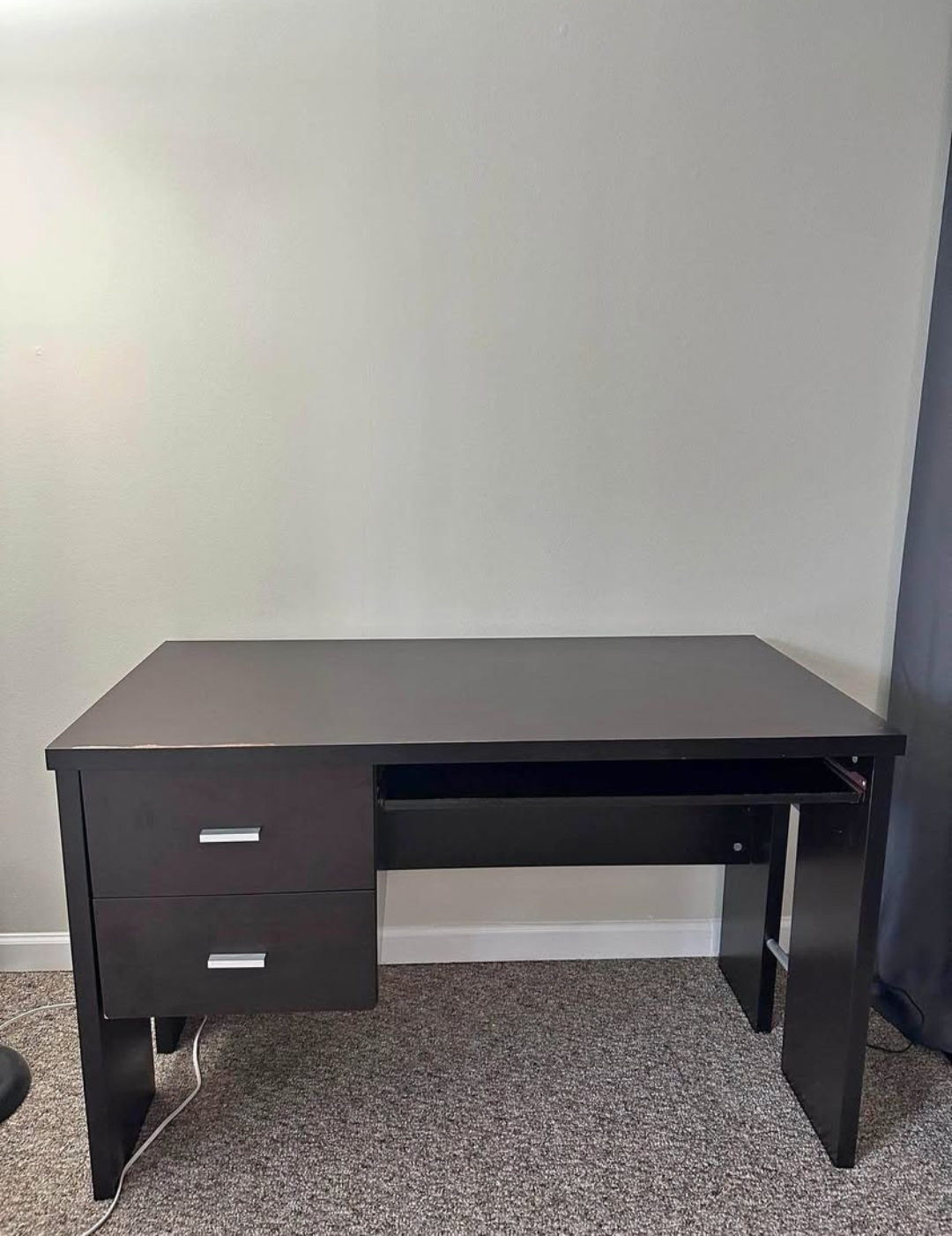 Dark brown computer desk with two drawers - photo 2