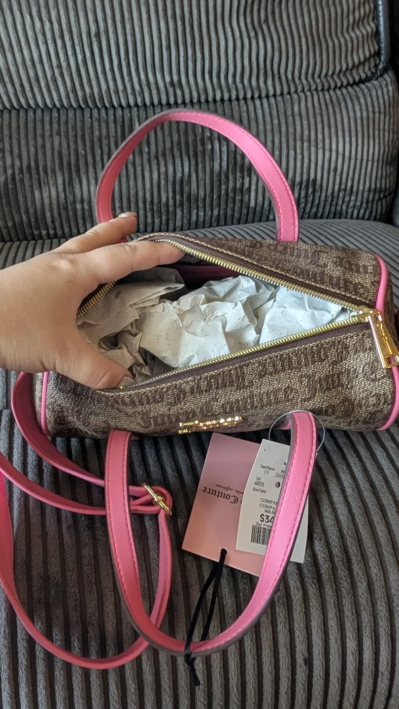 Juicy Couture Pink & Brown Barrel Bag Purse image indicator(4)