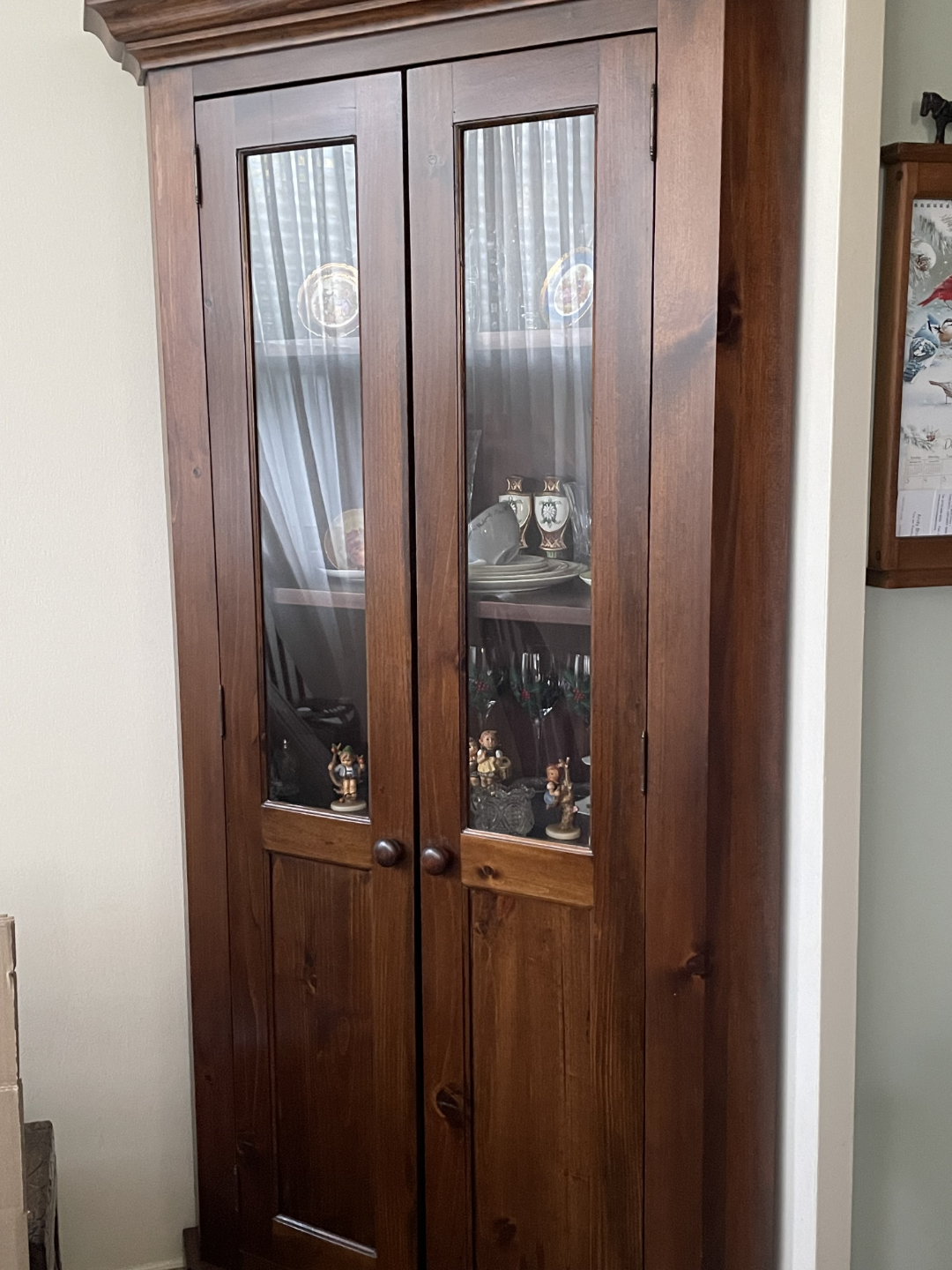 Corner Hutch Cabinet - Dark Brown Wood - photo 2