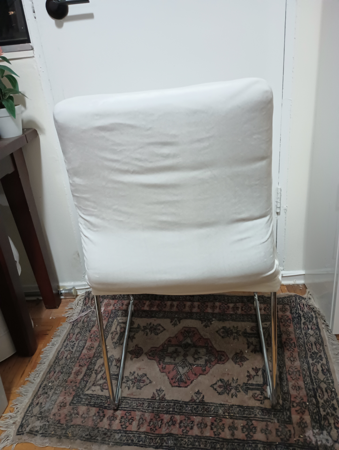 🧡  Modern LeatherChair w White Velvet Slipcover Cover - photo 3
