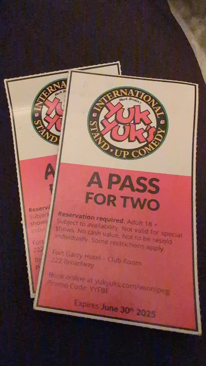 Two passes to Yuk Yuk's Winnipeg comedy show thumbnail